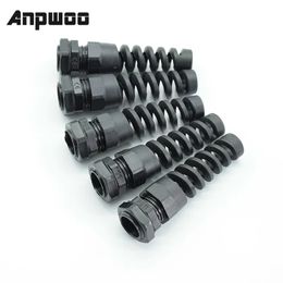 new 5pcs IP68 Waterproof M12 PG7/PG9/PG11 Cable Gland Connector Plastic Flex Spiral Strain Relief Protector For 3.5-6mm Wire Threadflex spiral strain relief