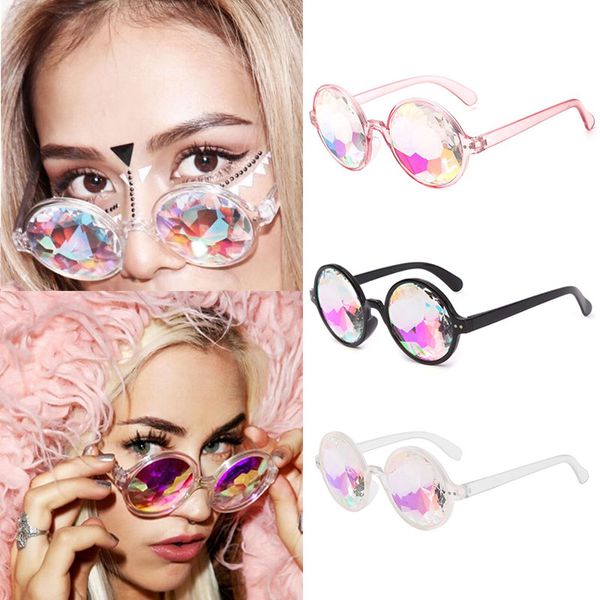 Nouveau 5 pcs/lot personnalité créative rétro coloré kaléidoscope lunettes de soleil carnaval hommes et femmes Cool mosaïque verre mode fête accessoires