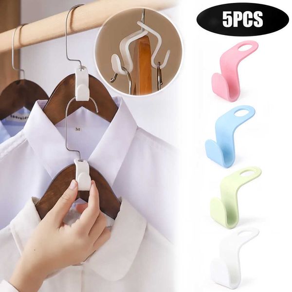 Nouveau 5 pièces Mini cintre connecteur crochets pour garde-robe manteau placard blanc en plastique gain de place cintre support organisateur support étagères