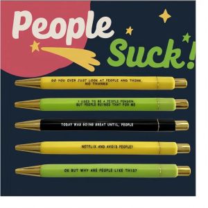 NOUVEAU 5PCS / SET Set Funny Pen Push Type stylo lisse Déchage rapide Signature Creative Student Studentery Gift Office School Supplies
