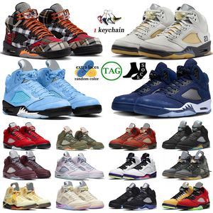 Neue 5S Herren-Trainer-Basketballschuhe Jumpman 5 UNC Plaid Georgetown A Ma Maniere Aqua Raging Bull Offs Concord UNC DJ Khaled XJ5S White Concord Sneakers Sports