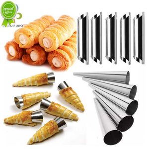 NIEUW 6/12/24PCS Keuken Roestvrijstalen bakkegels Hoorngebak Rol cake mal Spiraal gebakken croissants buizen koekjes dessertgereedschap zxh