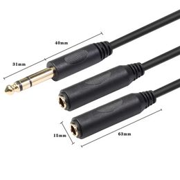 Nuevo cable de adaptador femenino de 6.35 mm a 2 6.35 mm 1/4 6.35 mm a doble cable de audio estéreo de 6.35 mm de 6.35 mm.