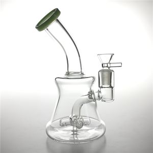 7 pouces 14mm femelle verre fumer conduites d'eau avec narguilé épais Pyrex bouche colorée bécher capiteux recycleur fentes filtre plates-formes pétrolières