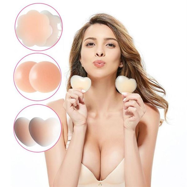 Nouveau 6 5 cm réutilisable Invisible auto-adhésif Silicone sein mamelon couvre soutien-gorge Pasties Pad 3 design Mixed210Y