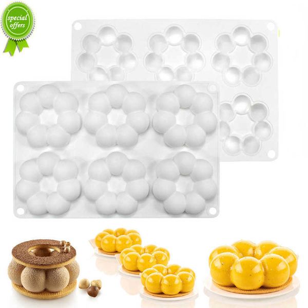 Nouveau 6 cavité fleur en forme de beignet Silicone moule Fondant gâteau moule bricolage chocolat outils de cuisson gâteau décoration accessoires ustensiles de cuisson