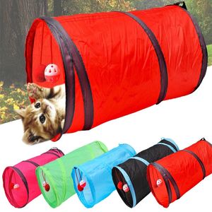 Tunnel bidirectionnel pour chat, 6 couleurs, anneau en papier avec deux boules suspendues, pliable, jouet pour animaux de compagnie, seau de forage, accessoires pour animaux de compagnie, nouveau