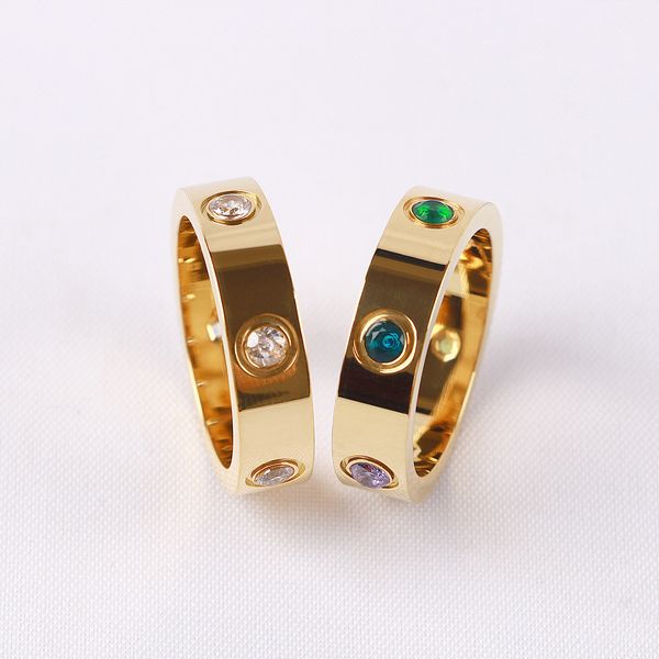 Nuevo 6 anillos de diamantes diseño de diseñador anillo de titanio joyería clásica hombres y mujeres anillos de pareja banda de estilo moderno para regalos de niña