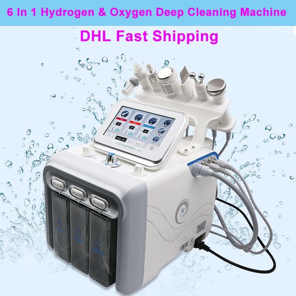 6 en 1 Hydro Dermabrasion Peeling à l'eau Nettoyage en profondeur BIO Lifting RF Rajeunissement de la peau Marteau froid Spa Hydra Machine faciale Usage domestique