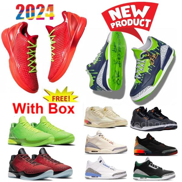 Nouveau Protro Philly 4 Venice Beach 8 Nouveau 6 Protro Reverse Grinch Doernbecher Hugo 3s 3 Chaussures de basket-ball J Balvin Peur mousseline Off Noir avec boîte 2024 Hommes Chaussure Racer Bleu