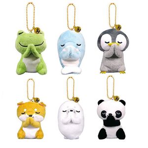 Nouveau 6 styles 8cm peluche poupée créative grenouille panda pingouin poupée animaux en peluche souhaitant jouets en peluche pendentif porte-clés enfants jouets