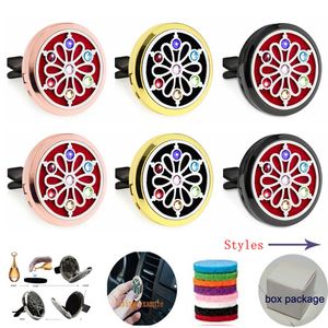 600+ Designs 30mm Rose Gold Aromatherapy Etherische Olie Diffuser Medaillon Magneet Opening Auto Luchtverfrisser met Vent Clip (gratis 10 vilten Pads) C3