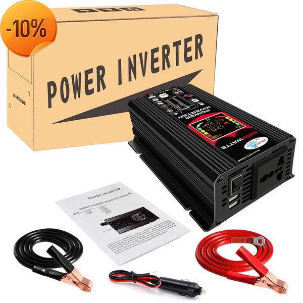 Nuevo inversor de coche con pantalla LCD de 6000W y 12V, adaptador de corriente, transformador de voltaje de onda sinusoidal modificada, inversor Dual USB DC 12V a AC 220V 110V