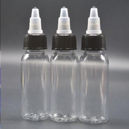 Nieuwe 60 ml heldere flessen 2oz huisdieren snavel flessen voor eliquid 60 ml 1000 pcs met zwart wit deksel KWVPPP