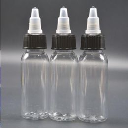 Nieuwe 60 ml heldere flessen 2oz huisdieren snavel flessen voor eliquid 60 ml 1000 pcs met zwart wit deksel mkgui