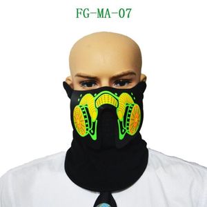 Nuevos 61 estilos EL Mask Flash LED Máscara de música con sonido activo para bailar Montar Patinaje Fiesta Control de voz Máscara Máscaras de fiesta CCA10520 20 piezas