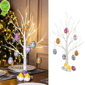 Nouveau 62 cm Bouleau Led Lumière Décorations De Pâques Pour La Maison Oeuf De Pâques Ornements Suspendus Arbre De Mariage Joyeuses Pâques Fête Enfants Cadeau