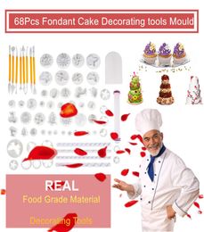 NIEUW 68PCS CAKE BIEKTE COOKIE MOLT FONDANT Sugar Craft Icing Plunjer Paste Cutters Tool Cake Decorating Bloempatronen Klei Model3072354