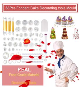 NIEUW 68PCS CAKE BIEKTE COOKIE MOLT FONDANT Sugar Craft Icing Plunjer Paste Cutters Tool Cake Decorating Bloempatronen Klei Model5654352