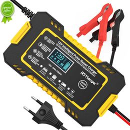 NIEUW 6A 12V Auto -batterijlader Auto slimme batterijlader met LCD Touch Screen Display Puls Repair Laders Nat droog loodzuur