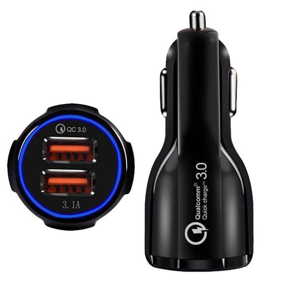 Nouveau chargeur rapide 6A voiture 5V double adaptateur de charge USB pour téléphones iPhone Samsung Huawei Metro sans emballage