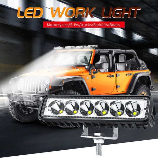 Nouveau 6LED 18W LED barre lumineuse de travail projecteur 12V 24V barre lumineuse LED tout-terrain pour camion tout-terrain 4X4 4WD voiture SUV ATV faisceaux LED lampe d'inondation