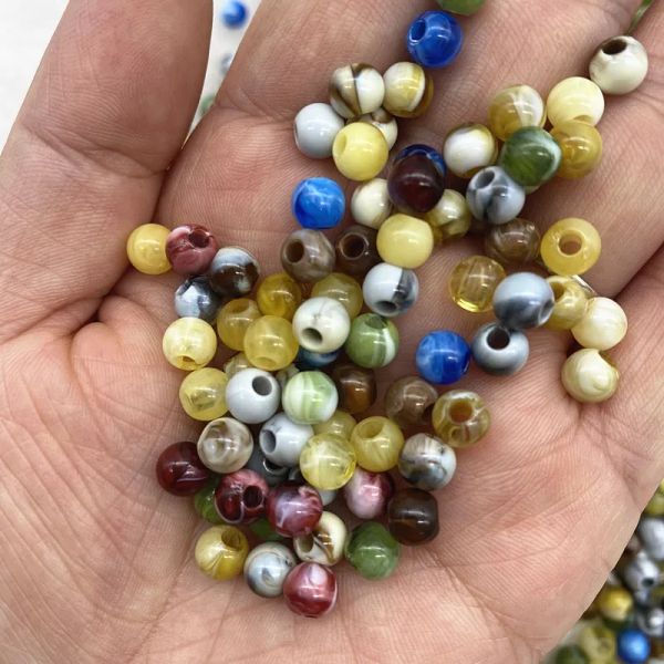 Nouveau 6 mm 8 mm 10 mm double couleur perle acrylique rond Espacement des bijoux perle