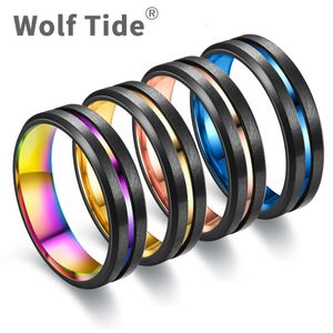 Nieuwe 6mm drie in één twee kleuren titanium roestvrijstalen ringvingerring voor mannen en vrouwen sieraden trouwring band anillos vintage roségouden accessoires groothandel