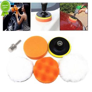 New 6PCS 3/4/5/6/7 inch Polishing Kit Polishing Pad Car Waxing Sponge Disk Wool Wheel Auto Paint Care Polisher Pads Car Gadget