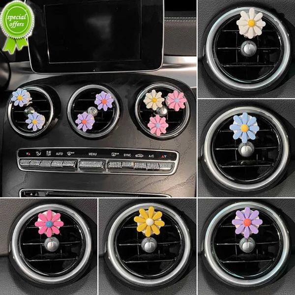 Nuevo 6 uds Clip de ventilación de coche de flores Margarita pequeña salida de aire acondicionado Clip de Perfume decoración ambientador accesorios de coche para mujeres