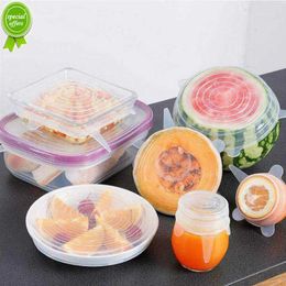 NIEUW 6PCS VOEDSEL SILICONE Covers Verse hantekeeping Dish Resthy Lid Cap herbruikbare wrap organisatie opslaggereedschap keukenaccessoires