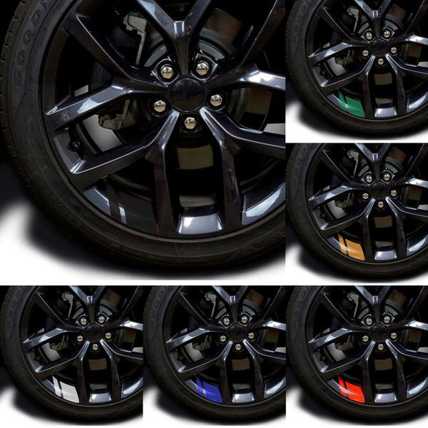 NOUVEAU 6PCS Réflexion de voiture Réflexion Rim Vinyle Autocollants Hash Mark Stripe Racing Wheel Hub Decals pour taille 18 