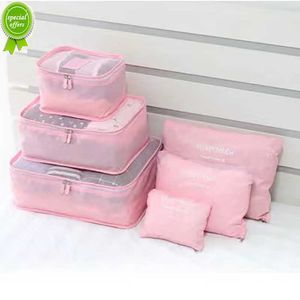 New 6Pcs Set Travel Suitcase Organizer Bags Luggage Packing Cubes For Travel Organizer Storage Shoe Clothes Luggage Organizer Bags