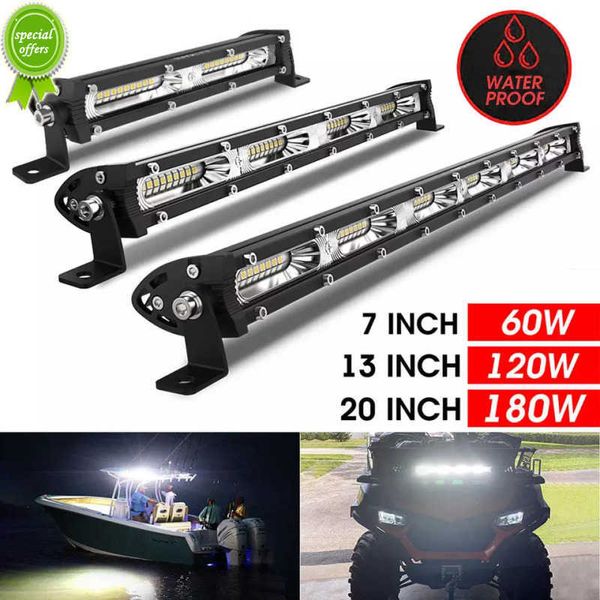 Nueva barra de luz LED de una sola fila ultrafina de luz de trabajo LED de 7/14/20 pulgadas adecuada para luces antiniebla de Tractor de camiones todoterreno 4x4 Je-ep