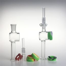 Nuevo colector de néctar de vidrio de 7,5 pulgadas con puntas de cuarzo de 10 mm y 14 mm Keck Clip 10 ML Recipiente de silicona Reclaimer Nector Collector Kit para fumar