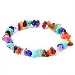 Nieuwe 7 Chakra Onregelmatige Chip Natuursteen Amethist Healing Crystal Balance Kralen Reiki Boeddha Gebed Yoga Armband voor Vrouwen