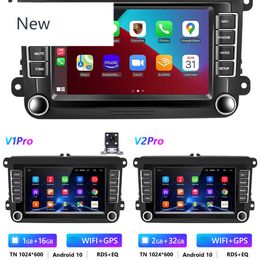 Nouveau 7 pouces 2din Radio Android 10 pour VW / Golf Polo / Passat / Skoda GPS Car Multimedia Player WiFi AI Voice 8 + 128G