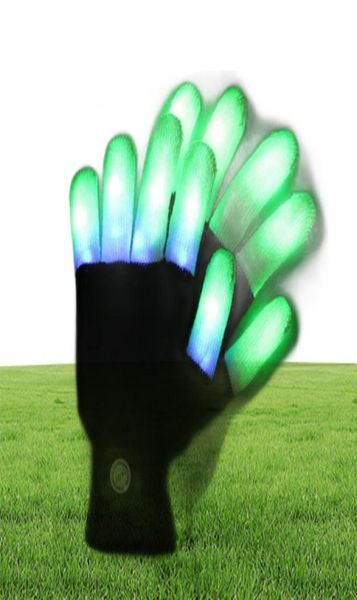 Nouveau 7 modes changement de couleur clignotant LED gant pour concert fête Halloween Noël doigt clignotant brillant doigt lumière brillant G2712960