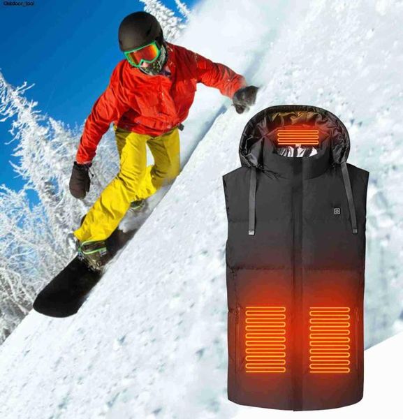 Nouveau 7 Places gilet chauffant Usb veste hommes femmes chauffage thermique vêtements chasse hiver mode chaleur noir M4XL4404569