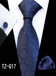 Nuevo 72 estilos Conjunto de corbata Paisley 8 cm Corbata de hombre Corbata de seda Accesorios para fiesta de boda Corbata de negocios Conjunto de pañuelo TieCufflinksHanky5761363