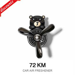 Nuevo ambientador de aire para coche de 72KM, accesorios para coche con piloto de oso, difusor de Perfume Interior, salida de hélice giratoria, diseño magnético de fragancia