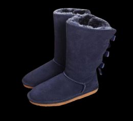 Nuevo 7803 Botas de diseñador Lia Girl Girl Classic Luxury Snow Boots Bowtie Half Bow Fur Boot Invierno Chestnut2840669
