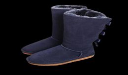 Nuevo 7803 Botas de diseño Lia Girl Girl Classic Luxury Snow Boots Bowtie Half Bow Fur Boot Invierno Chestnut7812427