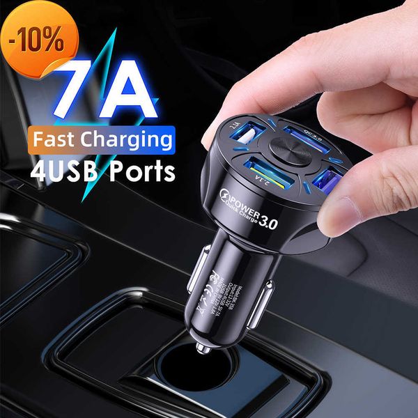 Nouveau 7A 4Ports USB Chargeur de voiture à charge rapide Répartiteur de charge rapide Prise allume-cigare QC 3.0 Chargeur dans les accessoires d'adaptateur de voiture