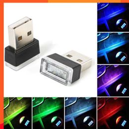 NIEUWE 7COLORS MINI USB LED LICHT CAR Interieur Decoratieve licht Atmosfeer omgevingslamp USB -plug en speel atmosfeer noodlichten