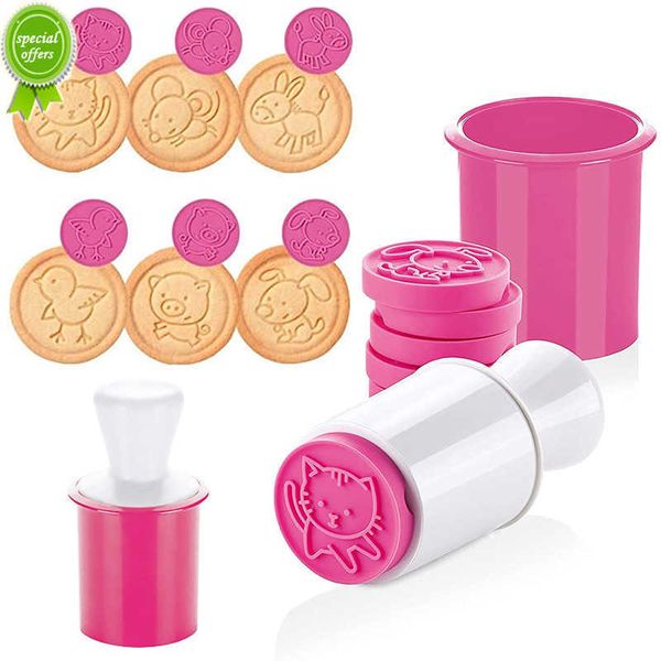 Nouveau 7 pièces dessin animé biscuits timbres moules Silicone chocolat Fondant Biscuit Embosser Cutter moule cuisine gâteau cuisson décoration outils