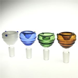Tazón de bong de vidrio de giroscopio roscado colorido con 14 mm Male blanco verde azul marrón marrón grueso grueso vaso agua fumar tazones de bong tazones