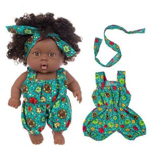 Nieuwe 8,6 inch Afrikaanse zwarte baby schattige poppen simulatiepop 20 cm vinyl herboren poppen realistische pasgeboren baby peuter meisje poppen kinderen poppen custom