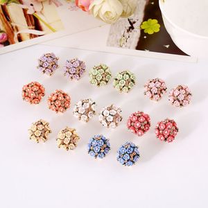 8 couleurs céramique fleur boucle d'oreille mode femme strass fleurs boule goujons pour filles mode femmes bijoux en gros