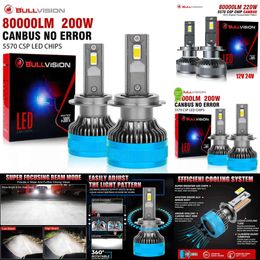 NIEUW 80000LM 200W H7 CANBUS AUTO Koplampen Lampen H1 H4 HB3 9005 HB4 9006 H11 9012 LED 6000K 5570 CSP AUTO LAMP VOOR VW FORD